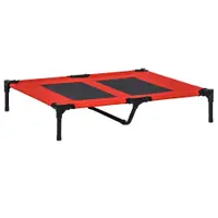 PawHut Pat pentru Câini Înălțat, Pat Mare Pentru Câini de Călătorie cu Greutate de Până la 30 kg, 91,5x76,2x18 cm, Roșu | Aosom Romania