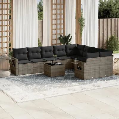Gossi set mobilier de gradina cu perne, 10 piese, gri, poliratan