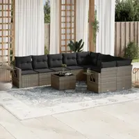 Gossi set mobilier de gradina cu perne, 10 piese, gri, poliratan