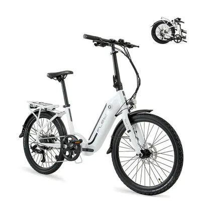Bicicletă electrică pliabilă Swan 24" Albă | 70 km | 10,4 Ah | 24”