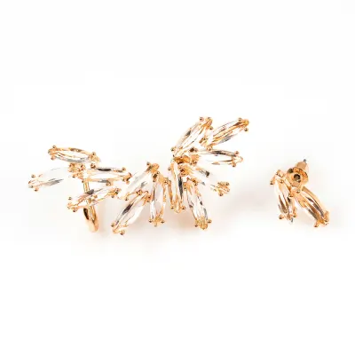 Cercei aurii tip ear cuff cu pietre stralucitoare