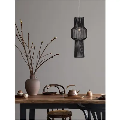 Lampa suspendata BREDO Negru Aluminiu Negru Fabric Wire & Baza LED E27 1x12 Wat 230 Volt IP20 Fara bec