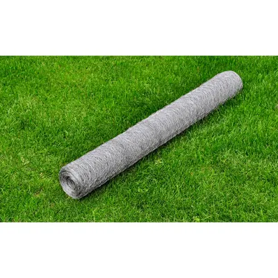 vidaXL Gard de plasă, argintiu, 1 x 25 m, oțel galvanizat, hexagon