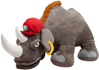 Jucărie de pluș Amek Toys - Rinocer cu pălărie, 65 cm