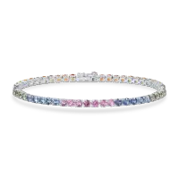 Bratara tennis din aur alb cu safire multicolore de 7.17ct
