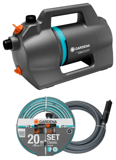 Pompa de grădină Gardena - 5000 Silent set, 550 W, 5100 l/h, cu furtunuri