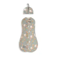 Saculet Swaddle pentru infasat nou nascut Bumbac + caciulita First Step Animale Epoca Sky Blue Sleepee
