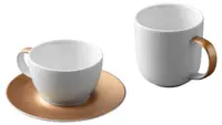 Serviciu din porțelan pentru ceai și cafea BergHOFF – Gem, 3 piese, White & Gold