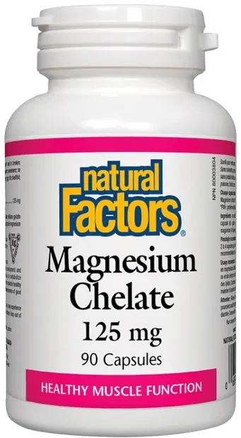 Magnesium Chelate, 125 mg, 90 capsule, Natural Factors
