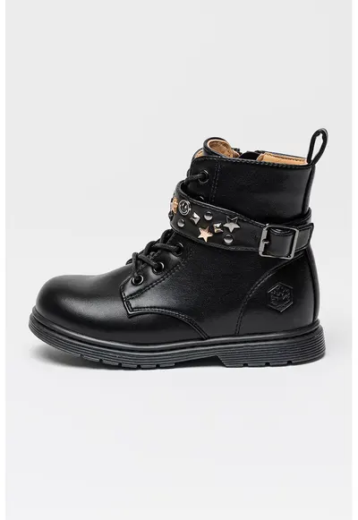 Botine de piele cu aplicatii stea Elmy - Negru
