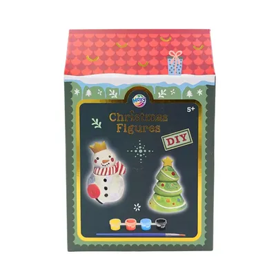 Set creativ, pictură figurine, Moxy, Christmas Figures DIY, om de zăpadă și brad, 5+