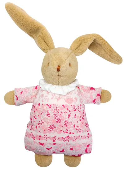 Jucarie moale Trousselier - Iepuras cu zornaitoare, Pufos cu flori roz, 20 cm