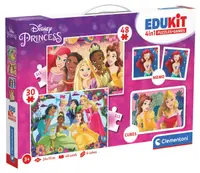 Set de puzzle-uri și jocuri Clementoni 4 în 1 – Prințesele Disney