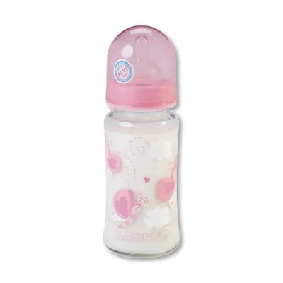 Sticlă de sticlă Baby Nova - 230 ml, roz