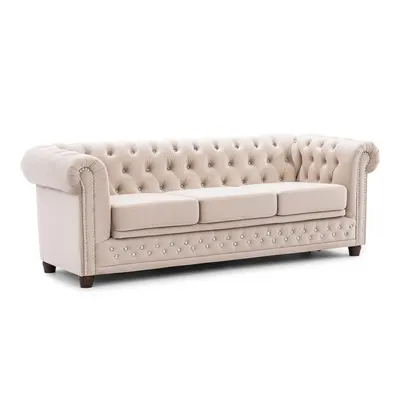 Canapea bej extensibilă cu tapițerie din catifea 203 cm York Blik – Ropez