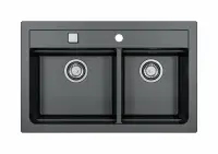 Chiuveta bucatarie compozit doua cuve negru carbon Alveus Atrox 50