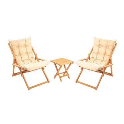 Set mobilier de grădină crem/natural din lemn de fag pentru 2 persoane – Floriane Garden