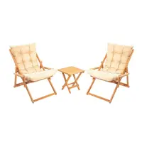 Set mobilier de grădină crem/natural din lemn de fag pentru 2 persoane – Floriane Garden