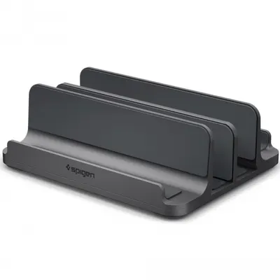 Suport Vertical Spigen LD208S4 Two pentru Laptop cu grosime 14mm - 27mm, Gri AMP10640