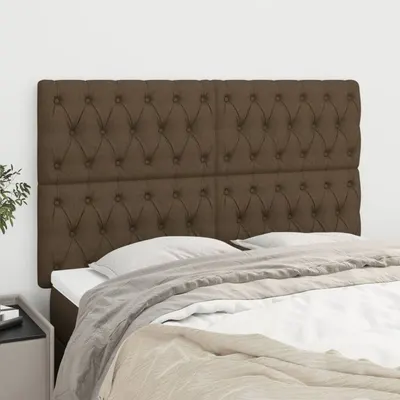 vidaXL Tăblie de pat maro închis 144x7x118/128 cm, material textil