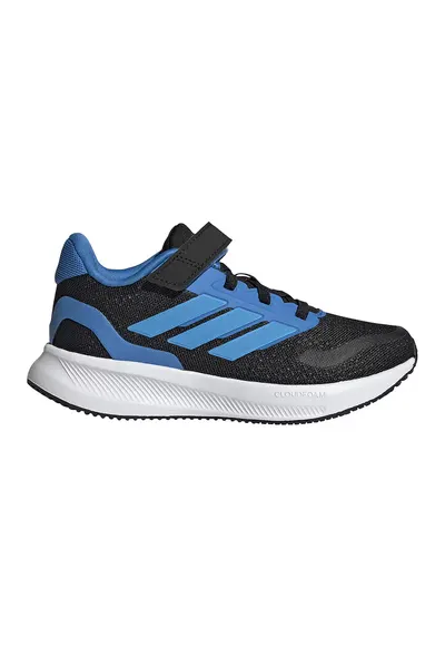 Pantofi sport Runfalcon 5 din plasa cu logo si velcro - Negru/Albastru deschis