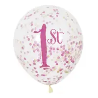 Baloane latex 1st birthday confetti 6 buc