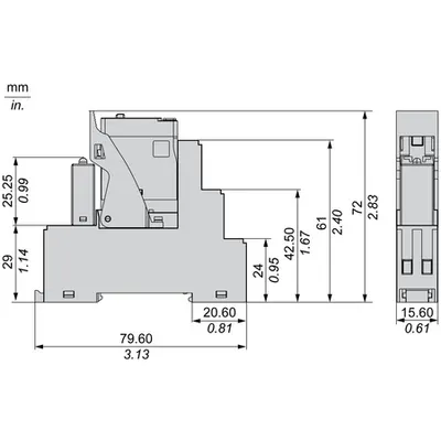 Releu de conectare pre-asamblat cu soclu, Harmony Electromechanical Relays, 5A, 2CO, fara LED, cu buton de testare blocabil, cu surub, 24V DC