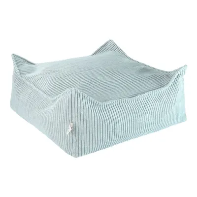Fotoliu puf pentru copii verde mentă cu tapițerie din catifea reiată Square – Wigiwama