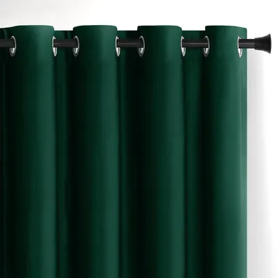 Draperie verde-închis dimout (semi-opacă) din catifea 140x245 cm Eyelets – Restilo