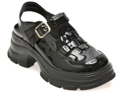 Pantofi GRYXX negri, 26339, din piele ecologica lacuita