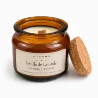 Lumânare parfumată din ceară de soia Feuille de Lavande - Lavandă și Mușețel 90 g - Transparent