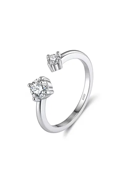 Inel Dual Glow Moissanite Ajustabil - Argint 925 - pentru femei - Argintiu