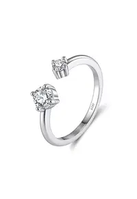 Inel Dual Glow Moissanite Ajustabil - Argint 925 - pentru femei - Argintiu