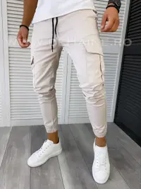 Pantaloni barbati bej casual CU MIC DEFECT B6050 O3-4.1