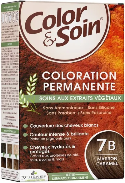 3 Chenes Color & Soin Vopsea de păr , 7B Culoare maro caramel