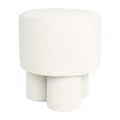 Taburet alb cu tapițerie din țesătură bouclé Marcos – White Label