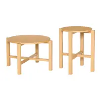 Măsuțe de cafea în culoare naturală 2 buc. rotunde cu aspect de lemn de stejar ø 68 cm Four – Hübsch