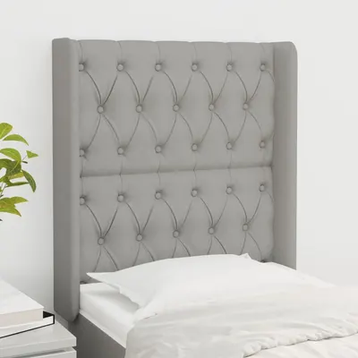 vidaXL Tăblie de pat cu aripioare gri deschis 83x16x118/128 cm textil