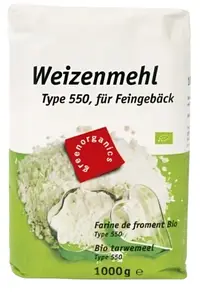 Făină de grâu organică, alb, tip 550, 1 kg, Green