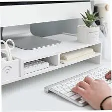 Suport pentru monitor cu 2 niveluri, 49 × 20,4 × 10 cm, alb