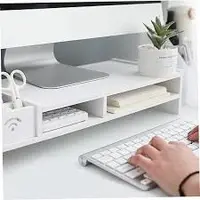 Suport pentru monitor cu 2 niveluri, 49 × 20,4 × 10 cm, alb