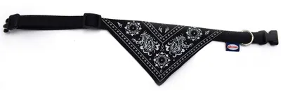 Zgarda nylon cu bandana, neagra, ajustabila, 20-30 cm x 1 cm