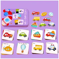 Puzzle din Lemn in Cutie Metalica - Masini