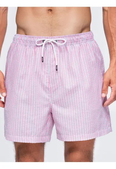 Costume de baie barbati cu croi regular - material seersucker - uscare rapida OM-SRSS-0214 - Roz