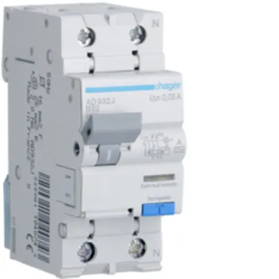 Disjunctor diferențial P+N 32A/30mA, B, 6kA, tip A
