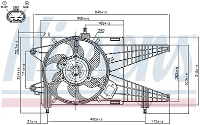 Ventilator radiator (cu carcasa) potrivit FIAT IDEA, PUNTO; LANCIA MUSA, YPSILON 1.3D 06.03