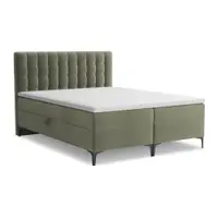 Pat boxspring verde cu spațiu de depozitare 160x200 cm Puhala – Makamii