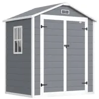 Outsunny Magazie Metalica pentru Gradina Gri Spatiu Depozitare Exterior | Aosom Romania