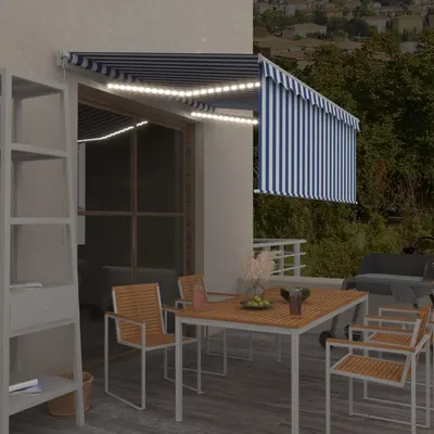 Gossi copertina retractabila manual cu stor&led albastru&alb, 3x2,5 m
