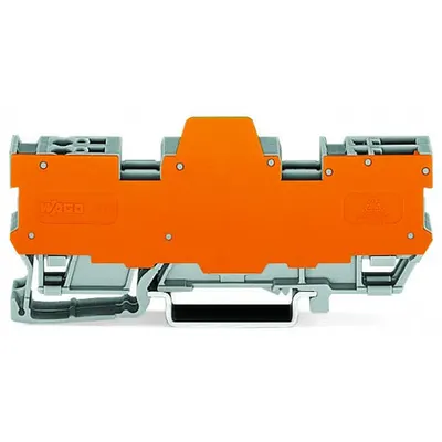 1-conductor/1-pin terminal block for pluggable modules; 6-pole; with 2 jumper positions; with orange separator plate; for DIN-rail 35 x 15 and 35 x 7.5; 4 mm²; CAGE CLAMP®; 4,00 mm²; gray